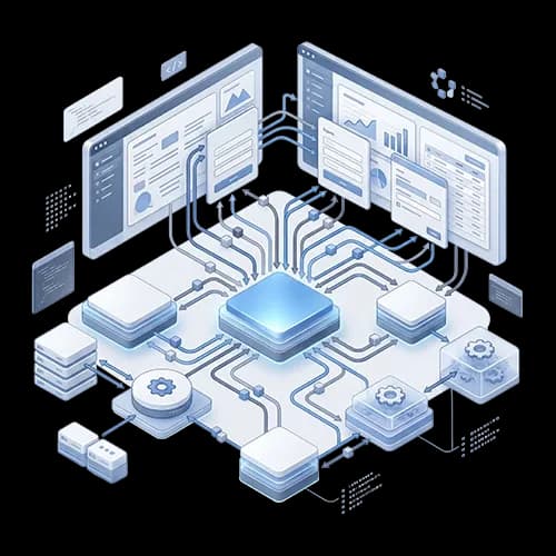 Visualisierung eines React-Setups mit komplexen Datenflüssen, State-Management und API-Anbindungen